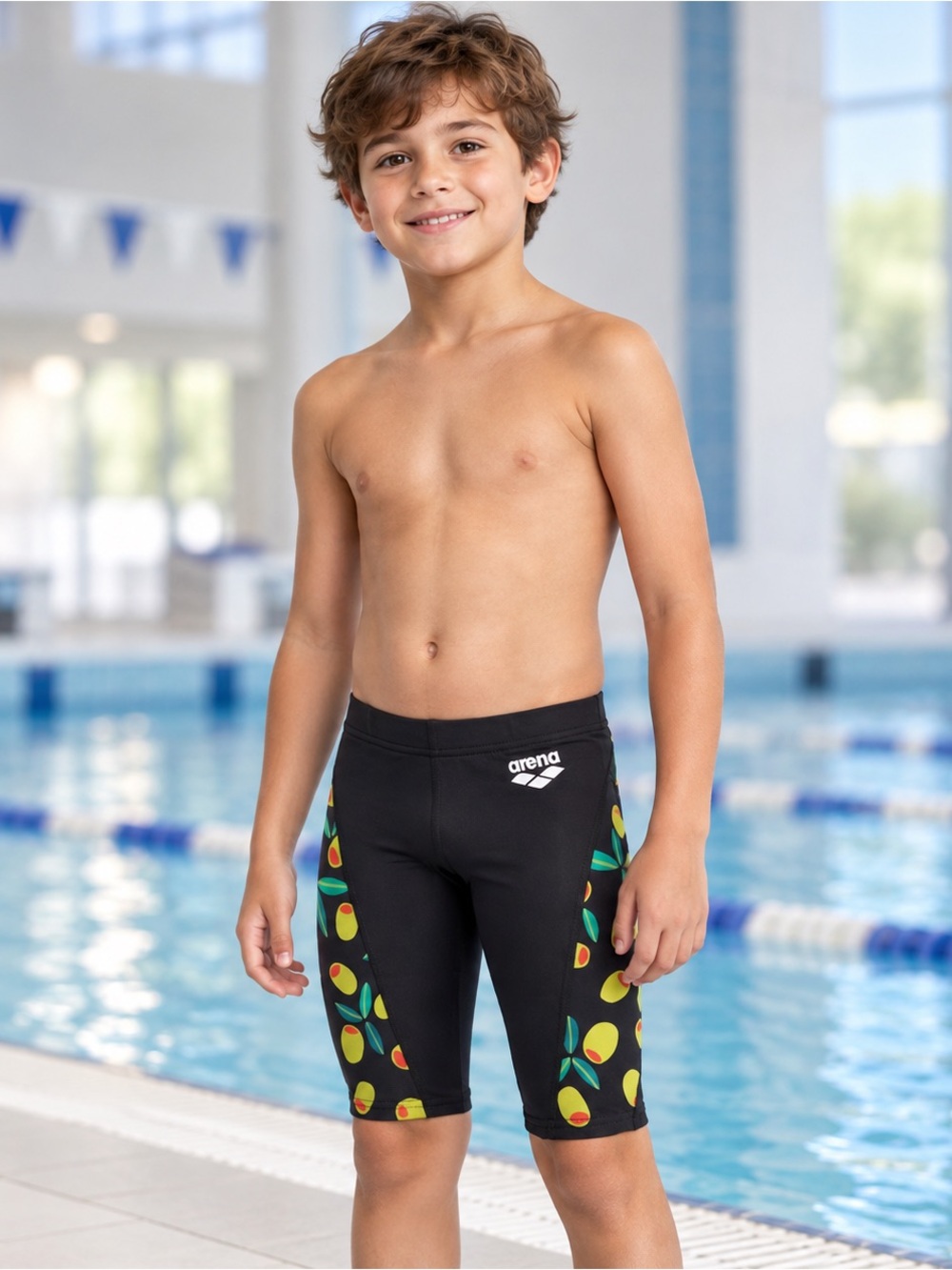 NWT Arena Olives Jammer Boys Youth M 7/8 US 22 Swim Shorts